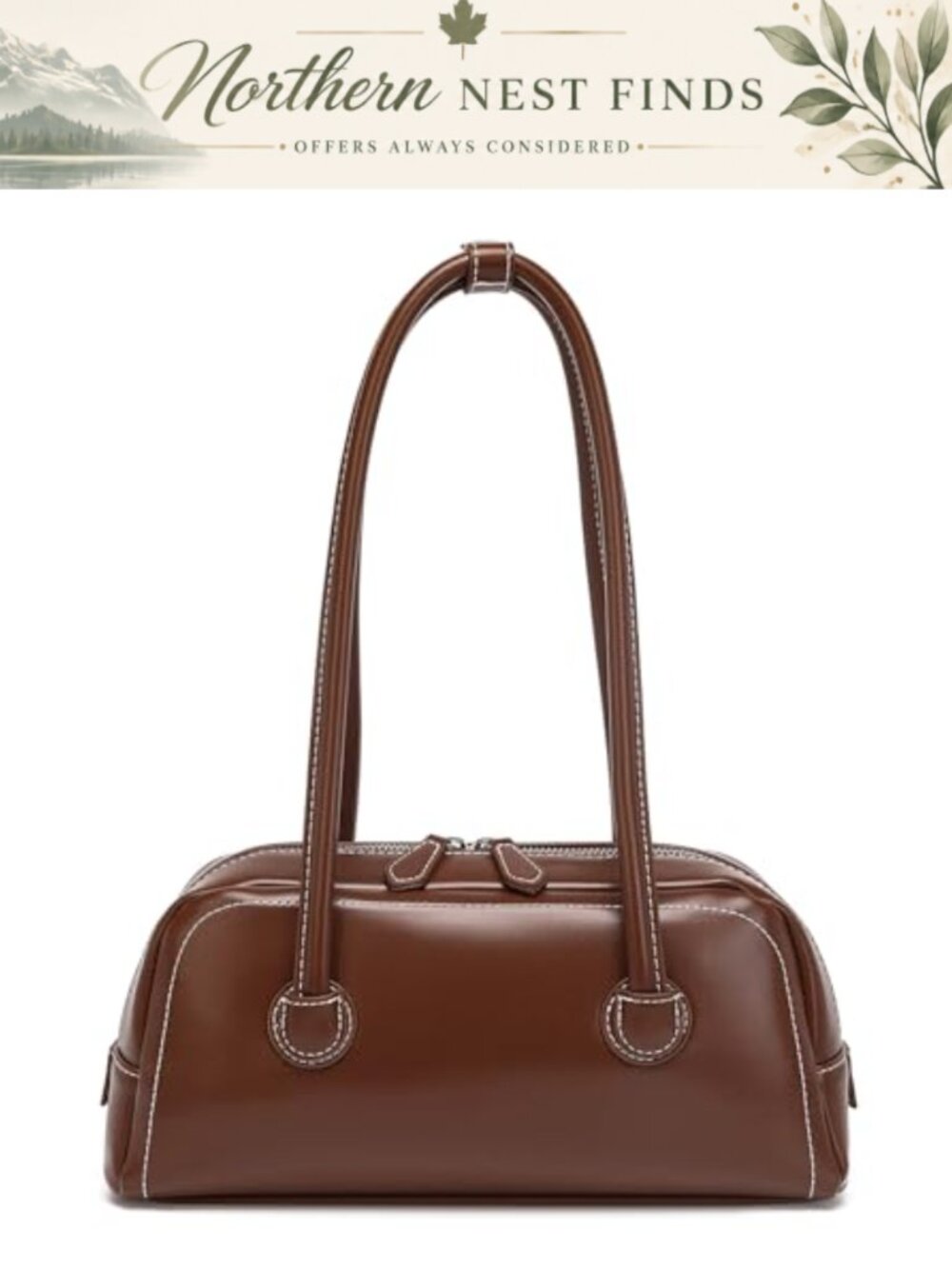 Retro PU Leather Shoulder Bag Top Handle Underarm Handbag